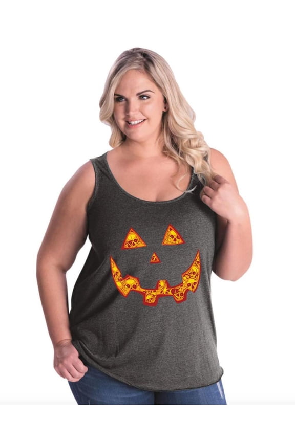 Women's Plus Size Tank Top - Halloween Costume Pumpkin Face