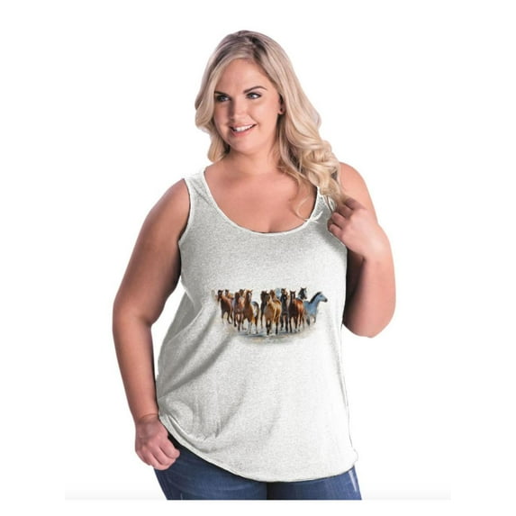 Women's Plus Size Tank Top - Horses Herd
