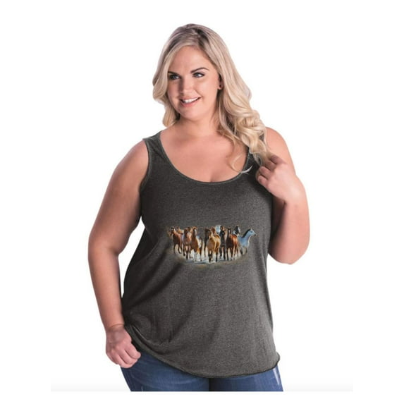 Women's Plus Size Tank Top - Horses Herd