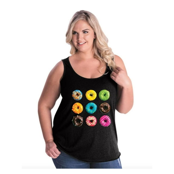 Women's Plus Size Tank Top - Love Food Donuts Doughnuts