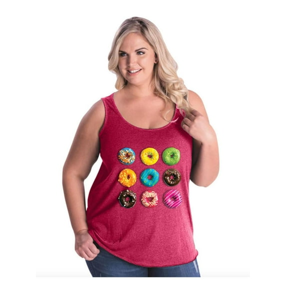 Women's Plus Size Tank Top - Love Food Donuts Doughnuts
