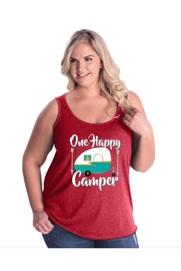- Women's Plus Size Tank Top - ONE HAPPY CAMPER