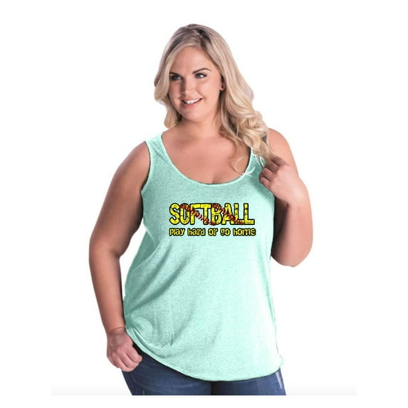 Women's Plus Size Tank Top - Softball Play Hard or Go Home