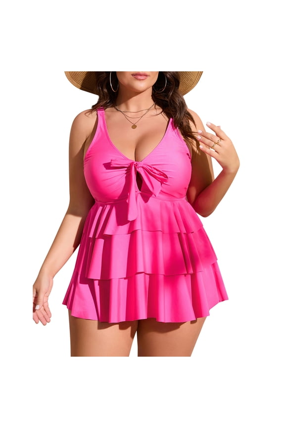 Women's Plus Size Tankini Swimsuit Ruffle Sleeve Two Piece Bathing Suit