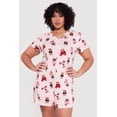 thumbnail image 1 of Women's Plus Size Teddy Bear Print Pajama Romper, 1 of 2