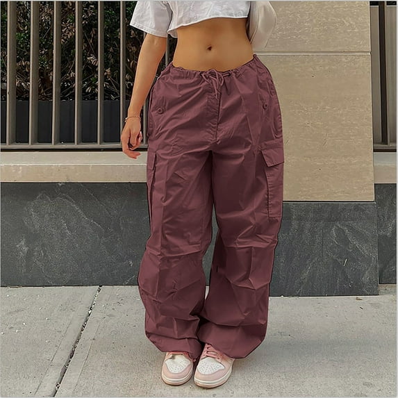 Women's Plus Size Tethered Straight Cargo Pants Straight Wide Leg Loose Casual Trousers Casual Pants Womens Stretchy Dress Pants for Women Business Casual with Pockets Wide Leg Sweatpants Women