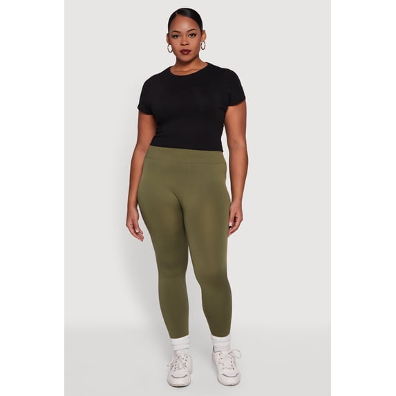 Women's Plus Size Textured High Waisted Fleece Lined Leggings