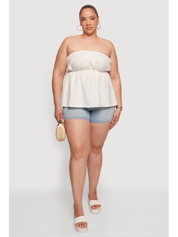 Women's Plus Size Textured Knit Tube Top