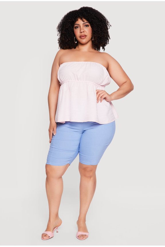 Women's Plus Size Textured Knit Tube Top