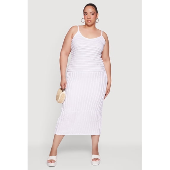 Women's Plus Size Textured Knit V-Neck Cami Dress