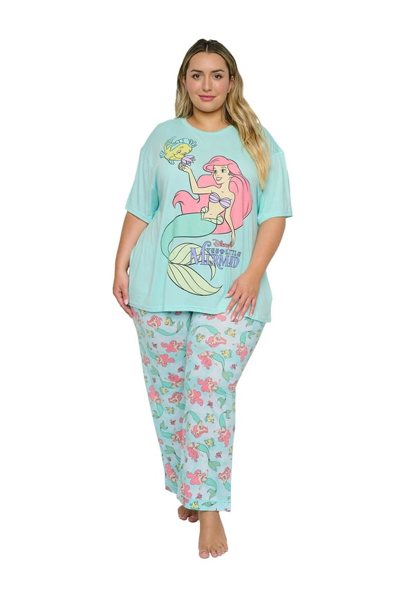 Women's Plus Size The Little Mermaid Ariel Pajama Set T-Shirt & Pants Disney