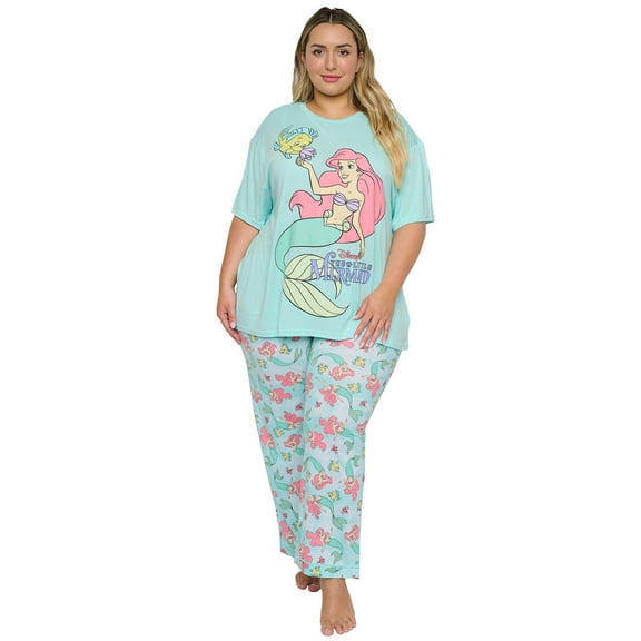 Women's Plus Size The Little Mermaid Ariel Pajama Set T-Shirt & Pants Disney