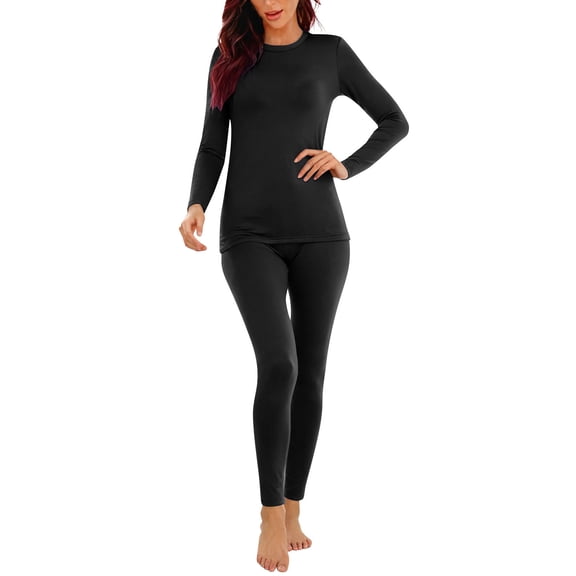 Women's Plus Size Thermal Pajama Set S-5X - Lightweight Stretch Long Johns Underwear Set Cold Weather Essentials