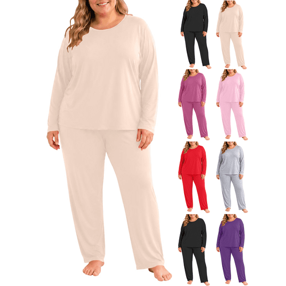 Women's Plus Size Thermal Underwear Base Layer 2 Piece Lounge Sets Pajamas For Fall And Winter Warm Winter Clothes