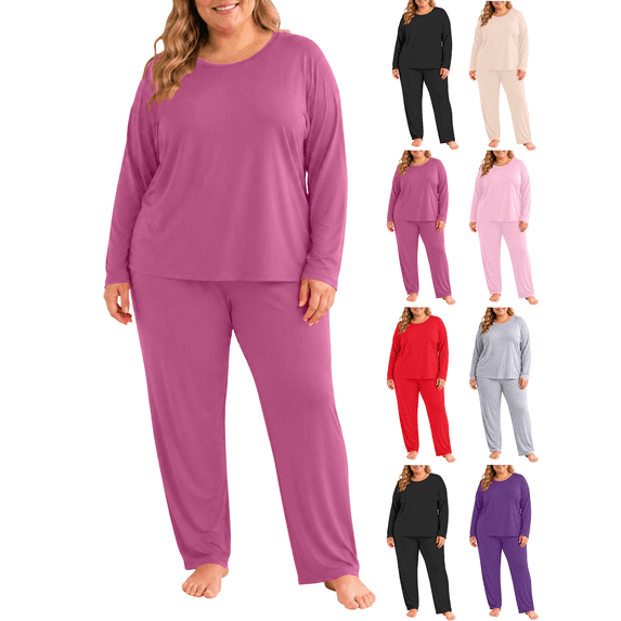 Women's Plus Size Thermal Underwear Base Layer 2 Piece Lounge Sets Pajamas For Fall And Winter Warm Winter Clothes