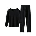 thumbnail image 1 of Women's Plus Size Thermal Underwear Sets with Casual Solid Pullover Round Neck and High Elasticity, 1 of 2