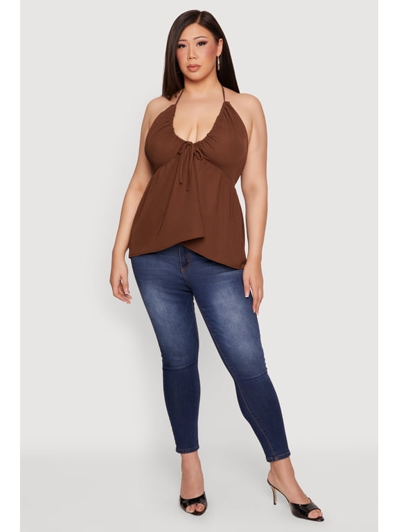 Women's Plus Size Tie Back Halter Top