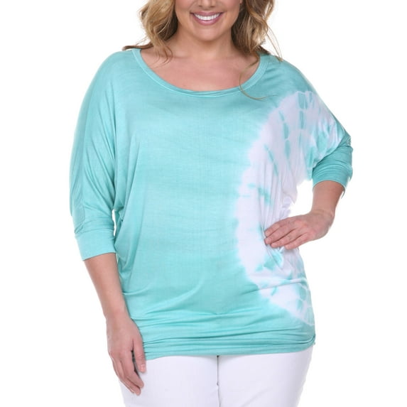 Women's Plus Size Tie Dye Bat Sleeve Top