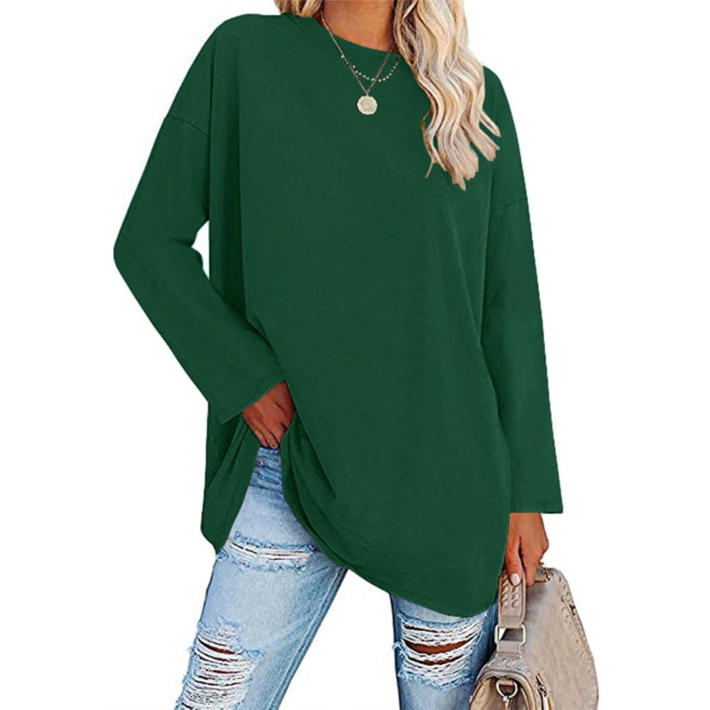 Women's Plus Size Top Long Sleeve Crew Neck Loose T-Shirt - Walmart.com