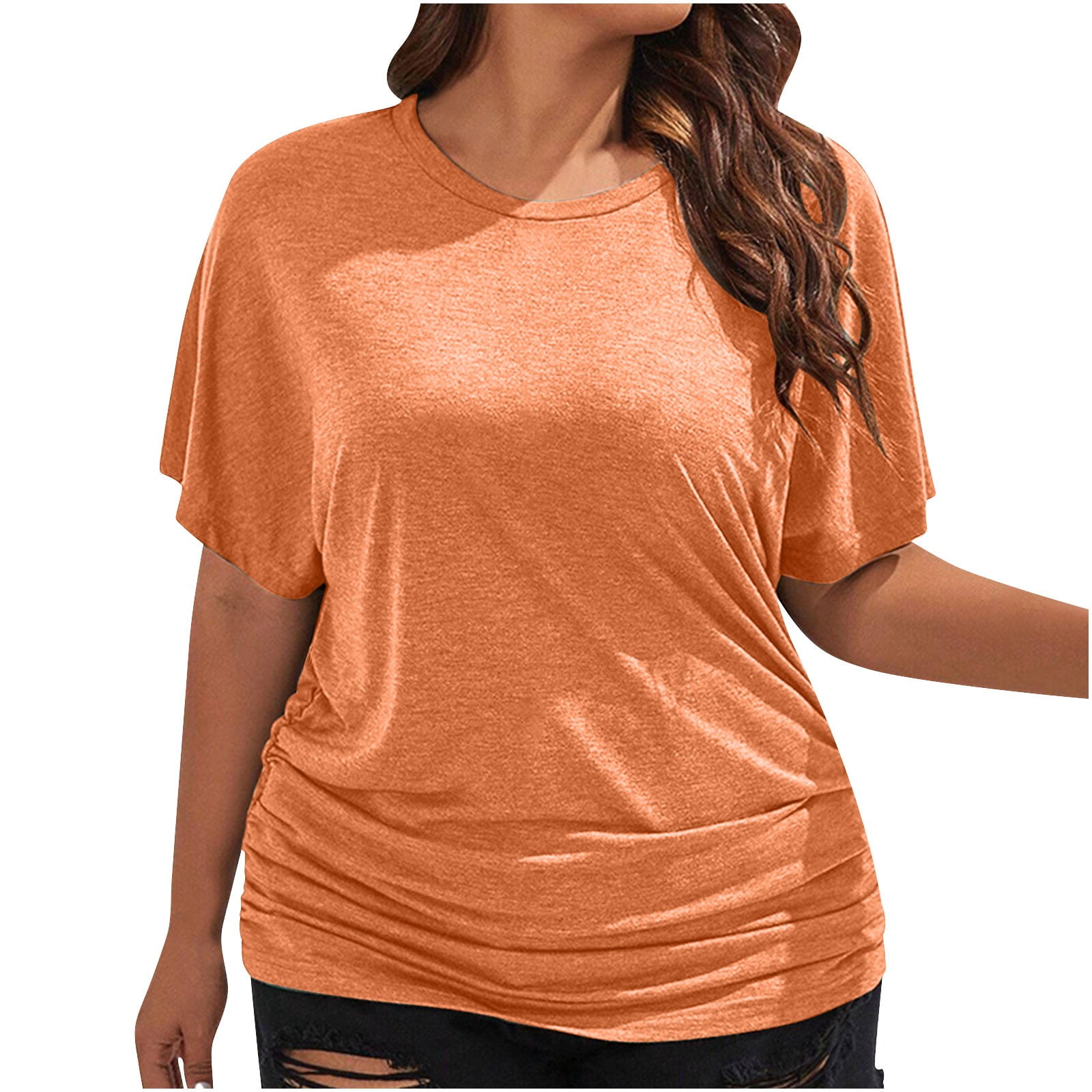 Women's Plus Size Tops Business T Shirts Dressy Casual Ruched Work