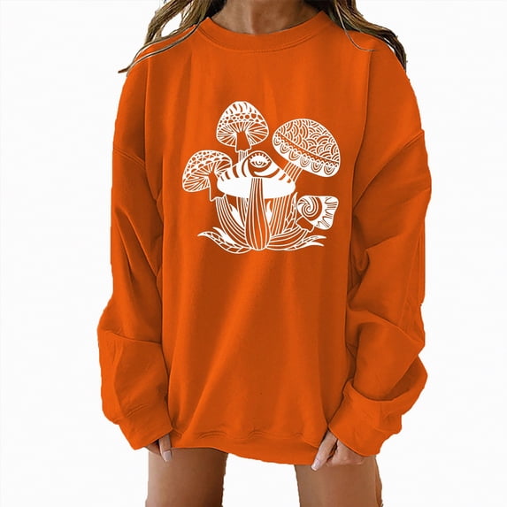 Women's Plus Size Tops Fall Slim Fitted Crew Neck Long Sleeve Dolman Drop Shoulder Button Down Solid Color Business Casual Cotton T Shirt (Orange,S)