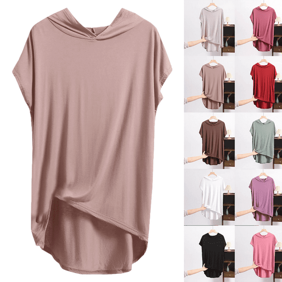 Women's Plus Size Tops Fashion Oversize Casual Round Neck Solid Color Summer Short Sleeve Round-Neck Blouse Loose Fit Oversized Baggy T-Shirts Size XL-5XL(US 10-18)
