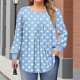 thumbnail image 1 of Women's Plus Size Tops Long Sleeve Tunic Shirts Trendy Flowy Pleated Casual Crewneck Blouses Loose Blouses Sizes 1X-5X, 1 of 6
