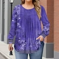 thumbnail image 1 of Women's Plus Size Tops Long Sleeve Tunic Shirts Trendy Flowy Pleated Casual Crewneck Blouses Loose Blouses Sizes 1X-5X, 1 of 6