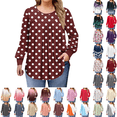 thumbnail image 1 of Women's Plus Size Tops Long Sleeve Tunic Shirts Trendy Flowy Pleated Casual Crewneck Blouses Loose Blouses,Sizes L-5XL, 1 of 7