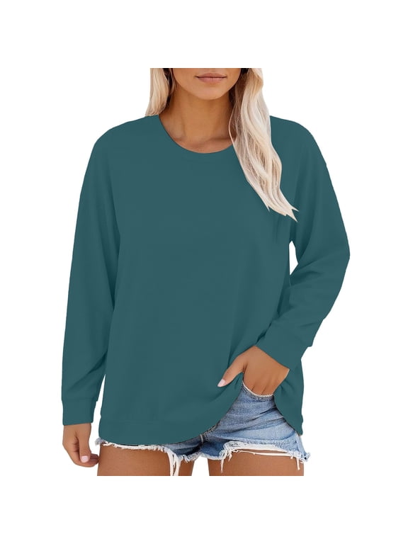 Women's Plus Size Tops Long Sleeve Tunic Tops Solid Color Plus Size Womens Clothing Cute Pullover Shirts Work Out Shirts Women Oversize Tops Workout Athletic Yoga Blouse Fall Outfits S-5XL