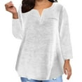 thumbnail image 1 of Women's Plus Size Tops Long Sleeve V Neck Tee Shirt Ladies Loose Fit Basic T Shirt Fall Casual Tunic Tops, 1 of 4