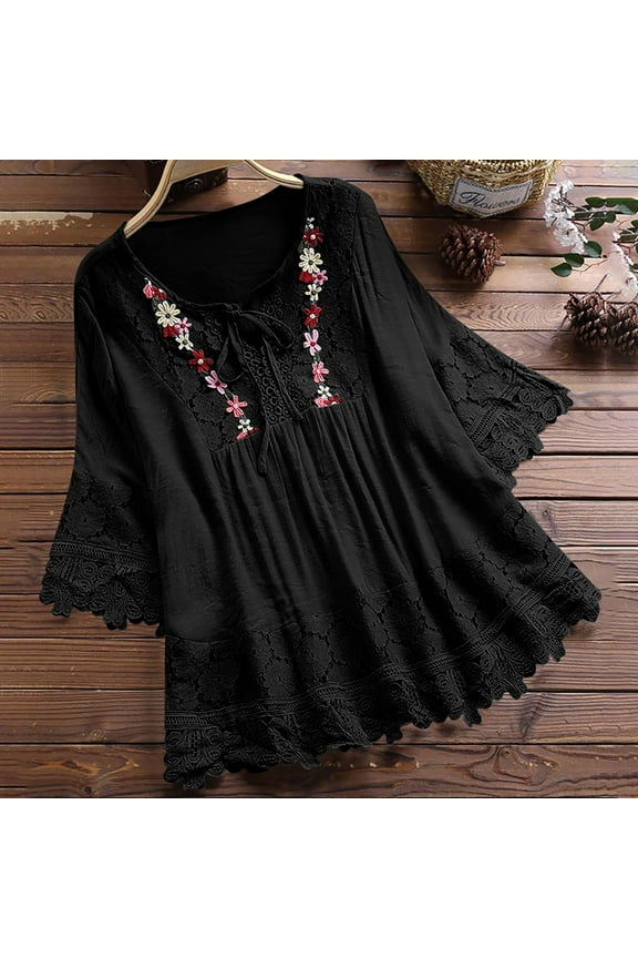 Women's Plus Size Tops Short Sleeve Shirts Lace Pleated Tunic Causal Tee Blouses Women Tops 50% Off Clear! S-5XL