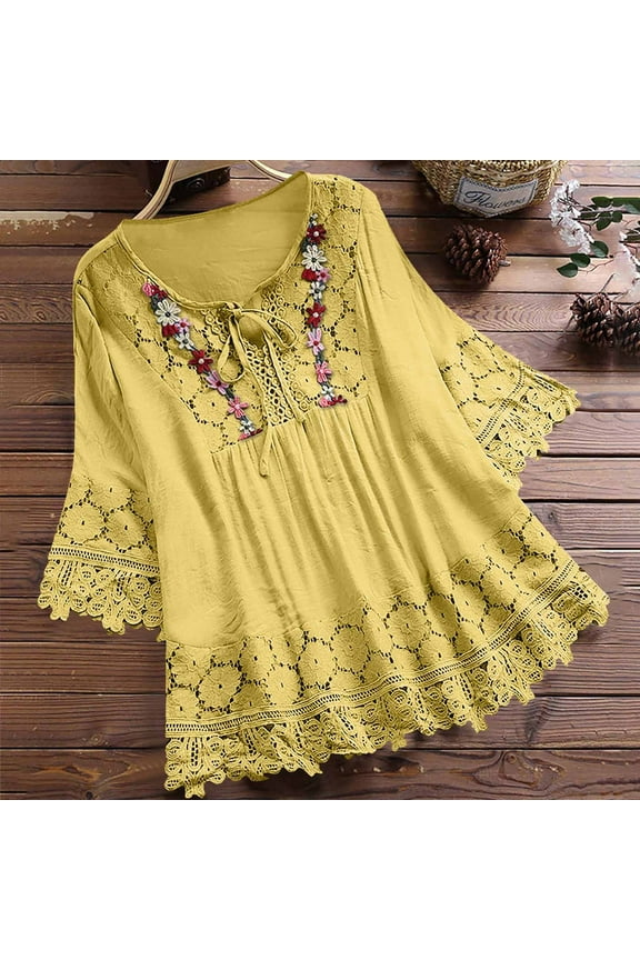 Women's Plus Size Tops Short Sleeve Shirts Lace Pleated Tunic Causal Tee Blouses Women Tops 50% Off Clear! S-5XL