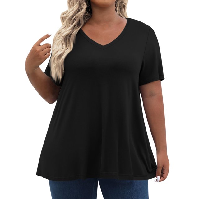 Women's Plus Size Tops Short Sleeve T Shirts Summer Casual 2024