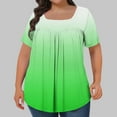 thumbnail image 1 of Women's Plus Size Tops Square Neck Printed Pleated Oversized Tshirts for Women Short Sleeve Loose Blouse Summer Casual Tunic Tops, 1 of 5