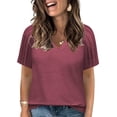 thumbnail image 1 of Women's Plus Size Tops Summer Short Sleeve Shirts Dressy V Neck Casual Loose Fit Tunics Tees 3Xl Peach Red, 1 of 6