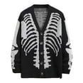 thumbnail image 1 of Women's Halloween Plus Size Tops Unisex Knitted Cardigan Sweater Skeleton Intarsia Autumn Winter Outerwear Halloween Costumes Holiday Outfits XL, 1 of 2