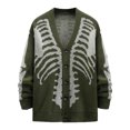 thumbnail image 1 of Women's Halloween Plus Size Tops Unisex Knitted Cardigan Sweater Skeleton Intarsia Autumn Winter Outerwear Holiday Outfits Halloween Costumes XXL, 1 of 2
