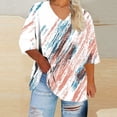 thumbnail image 1 of Women's Plus Size Tops V-Neck 3/4 Sleeve Printed Loose Fit for Summer Fall Casual​​ Blouse, 1 of 5