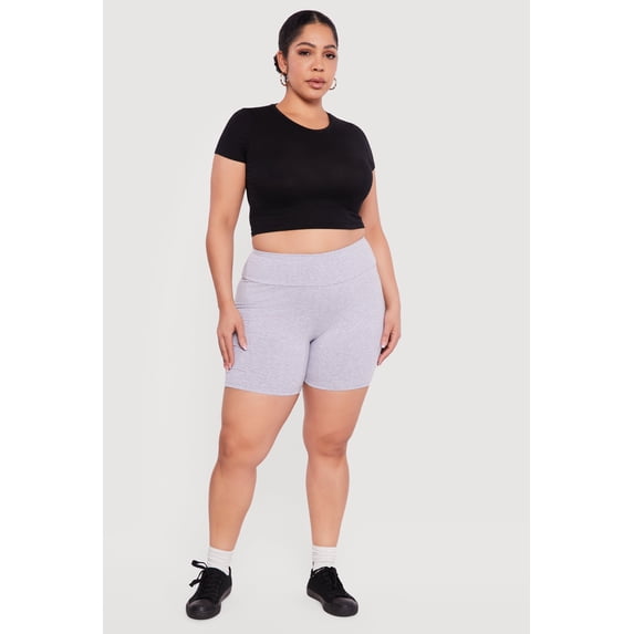 Women's Plus Size Trendy High Waisted Biker Shorts