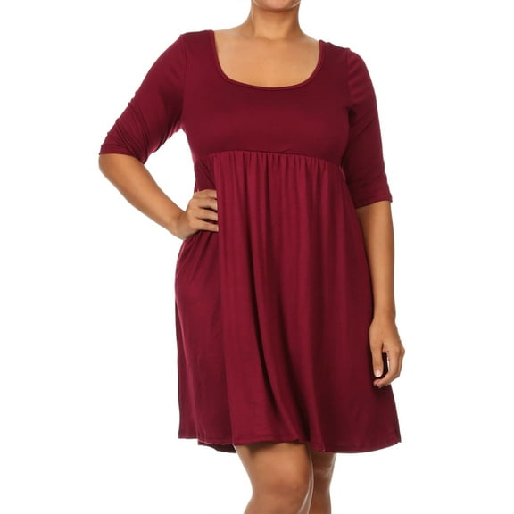 Women's Plus Size Trendy Style Baby Doll Solid Dress