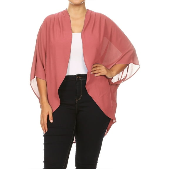 Women's Plus Size Trendy Style Open Front Loose Fit Kimono Cardigan