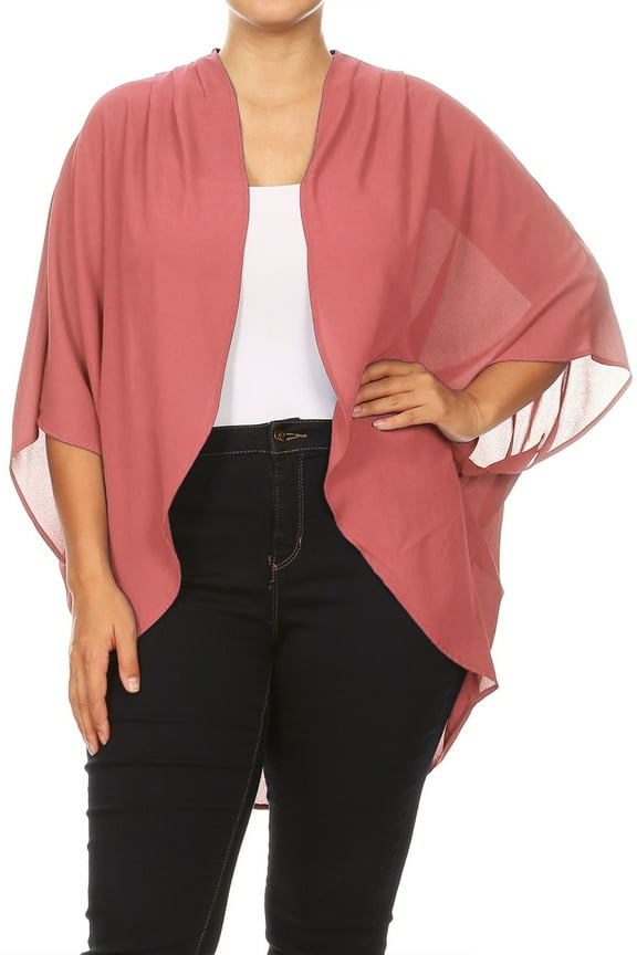 Women's Plus Size Trendy Style Open Front Loose Fit Kimono Cardigan