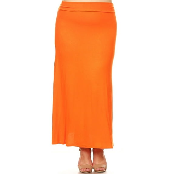 Women's Plus Size Flowy Solid Maxi Skirt for Everyday Wear