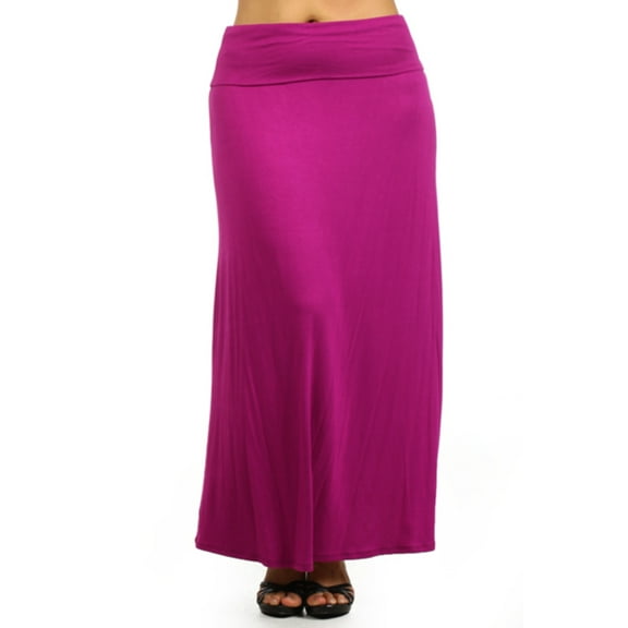 Women's Plus Size Flowy Solid Maxi Skirt for Everyday Wear