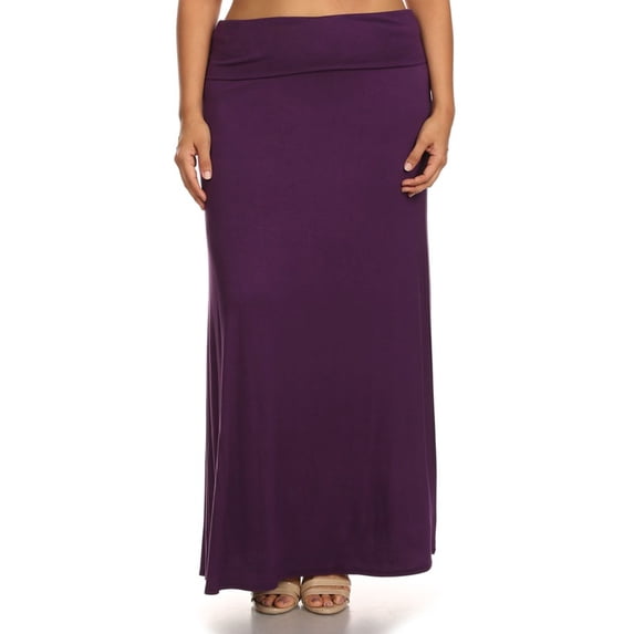 Women's Plus Size Flowy Solid Maxi Skirt for Everyday Wear