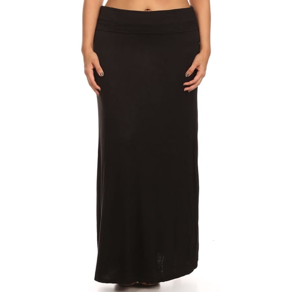 Women's Plus Size Flowy Solid Maxi Skirt for Everyday Wear