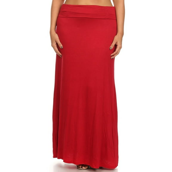 Women's Plus Size Flowy Solid Maxi Skirt for Everyday Wear