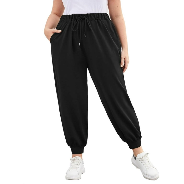 Women's Plus Size Trousers Drawstring Waist Loose Joggers Running