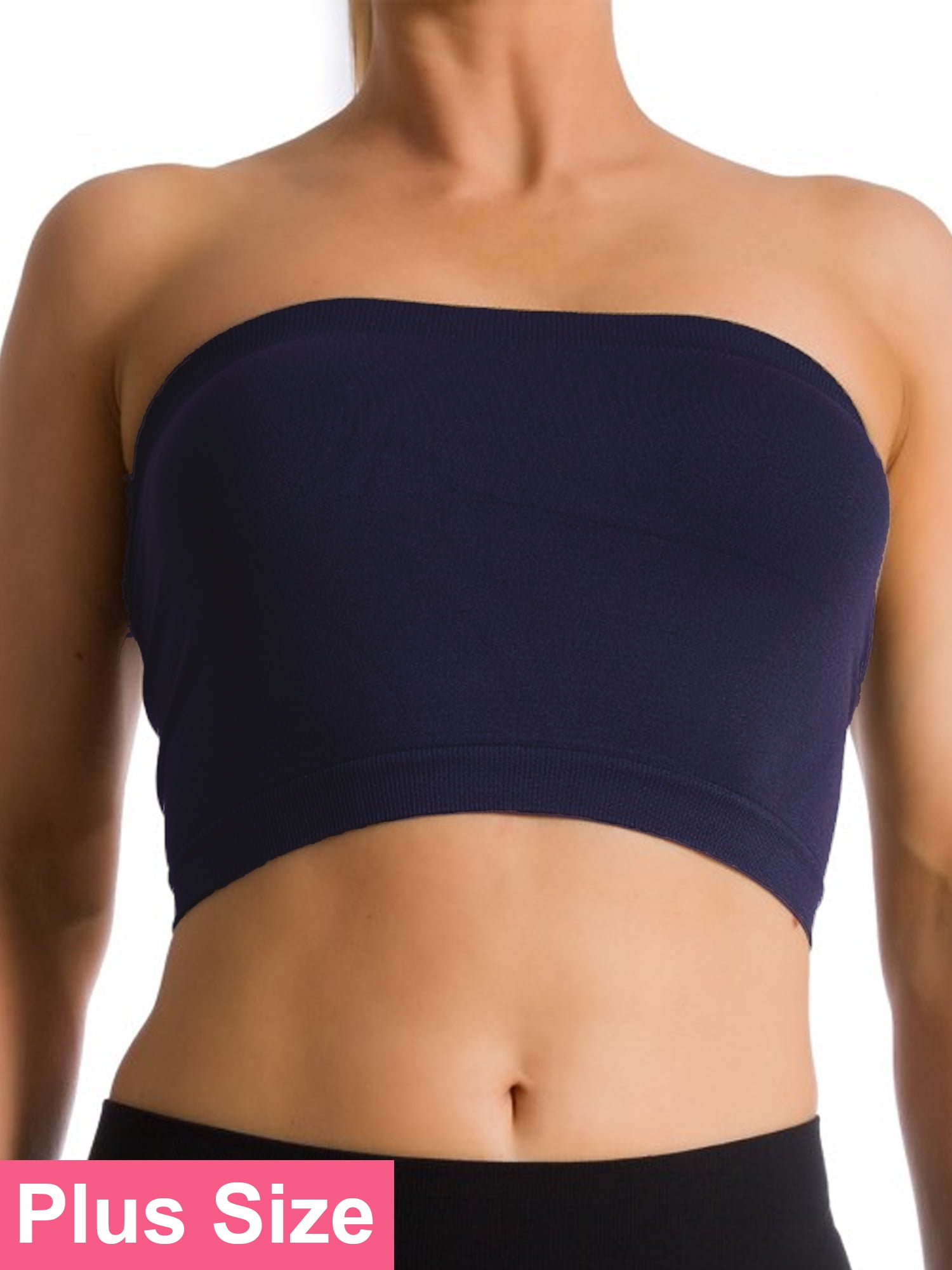 S-6XL Removable Padded Bandeau Tube Bra Top Plus Size Stretchy Strapless